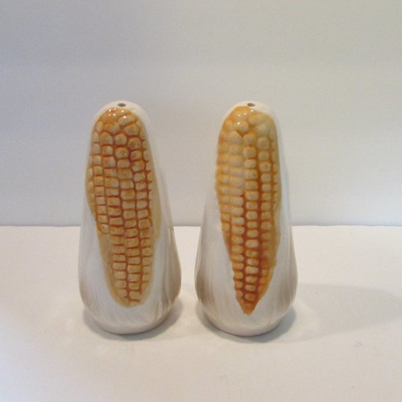 vintage Japan ceramic corn on the cob shape salt and pepper holders with tray - Picture 6 of 10
